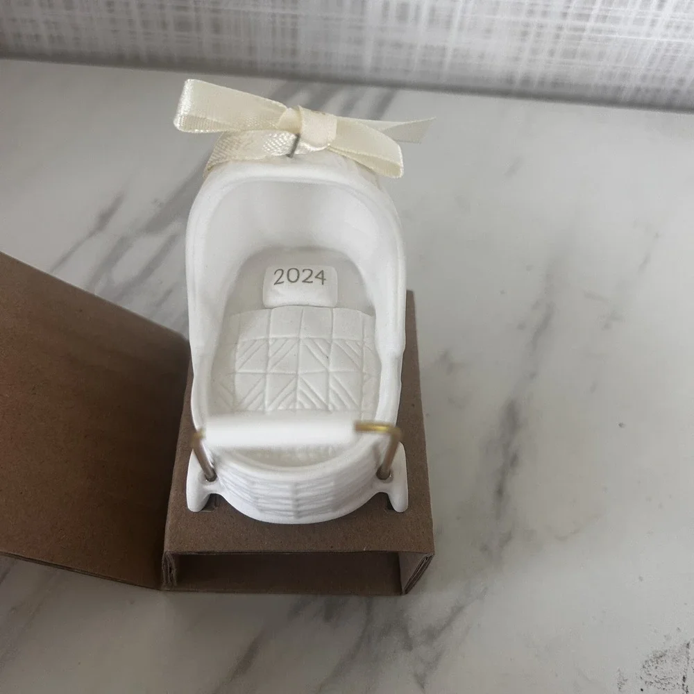 Hallmark Keepsake Baby's First Christmas Ornament Cream Porcelain 2024 BxP&AA‎